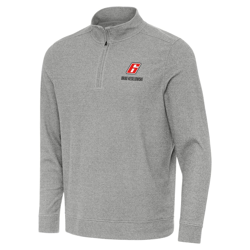  Brad Keselowski Antigua Subtle Quarter-Zip Pullover Top - Heather Gray